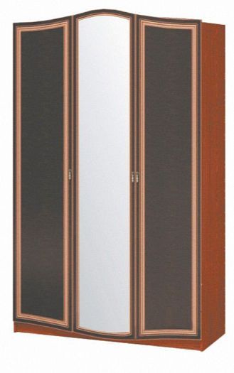 Шкаф трехдверный ШР-3 "Оникс" с зеркалом - Орех Экко/Орех темный с тонировкой лак