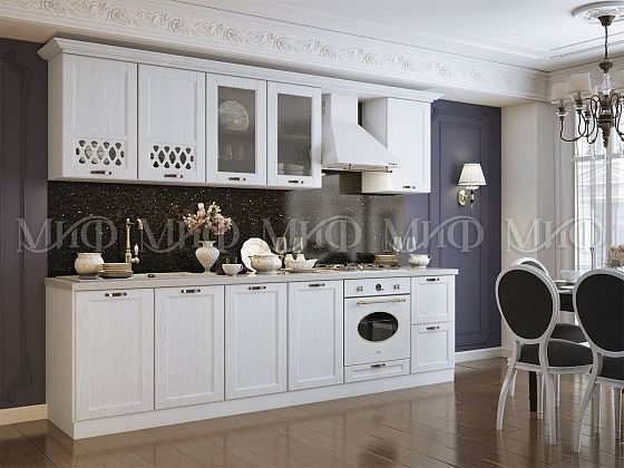 Модульная кухня "Милано" - Вариант 2, цвет: Белый/Белый Текстурный