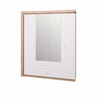 Шкаф 4-х дверный для одежды с ящиками с зеркалом "Люмен" №16