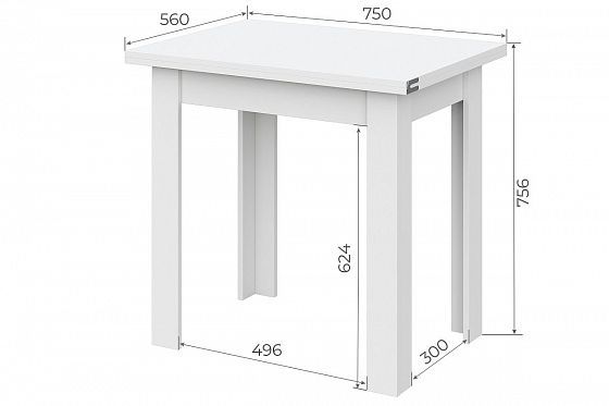 Стол обеденный раскладной "СО" модуль 3 (NN-Мебель) - размеры в сложенном виде
