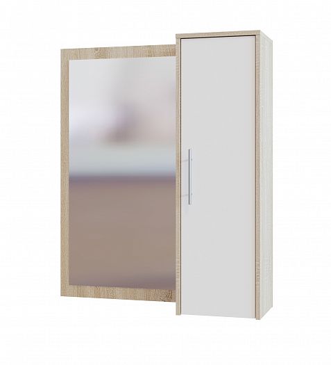 Шкаф настенный ПЗ-4 с зеркалом - Шкаф настенный ПЗ-4 с зеркалом, Цвет: Дуб Сонома/Белый