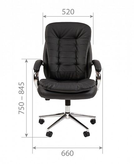 Кресло руководителя "Chairman 795" - Размеры прямо, цвет: Кожа черная