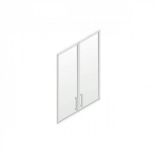Комплект дверей из прозрачного стекла в рамке "Премиум" Пр.ДШ-2СБА - Стекло прозрачное