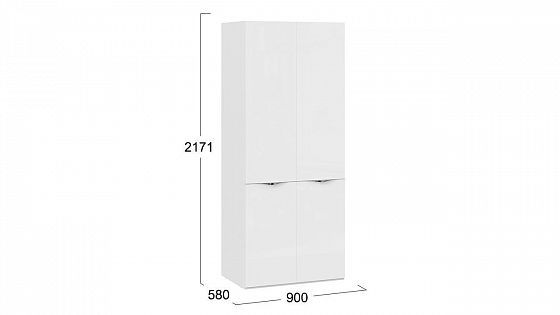 Шкаф для одежды с 2 дверями со стеклом "Глосс" - размеры
