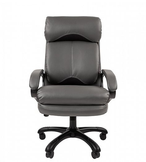 Кресло руководителя "Chairman 505" - Вид прямо, цвет: Экокожа серая