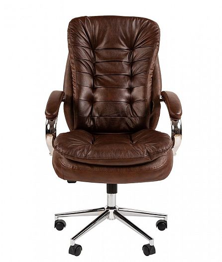 Кресло руководителя "Chairman 795" - Вид прямо, цвет: Кожа коричневая Bruno