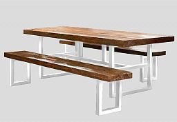 Стол обеденный со скамейками "LOFT" (стол + 2 скамьи) арт.СОЛ-40 СК