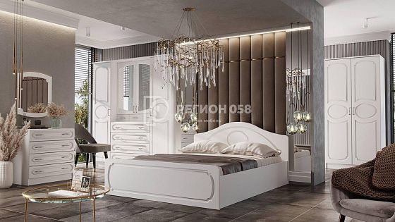 Спальня "Карина-7" (МДФ) - Вариант 2, цвет: Белый Древесный/Белый Матовый