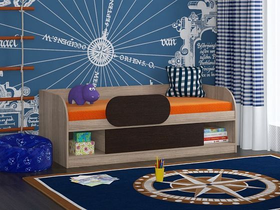 Детская кровать "Соня-4" - Кровать Соня-4 с бортиками, цвет: Дуб Сонома/Венге