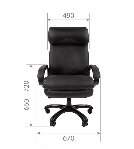 Кресло руководителя "Chairman 505" - Размеры прямо, цвет: Экокожа черная