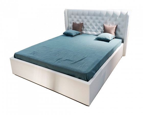 Кровать "Франческа" 1600 мм с подъемным механизмом - Цвет: Белый кожзам