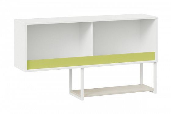 Шкаф навесной "Сканди" ТД-386.15.11 - С зеленой планкой, наполнение, цвет: Белый/Дуб Гарден