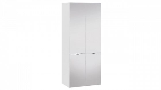 Шкаф для одежды с 2 зеркальными дверями "Глосс" - Белый глянец