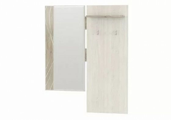 Вешалка с зеркалом "Луи" - Дуб Крафт серый/Скандинавское дерево белое