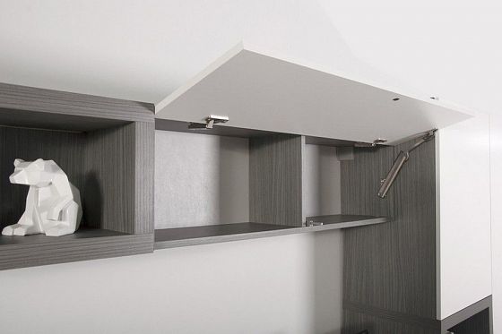 Модульная гостиная "Римини" - Навесной шкаф, цвет: Дуб Андреа Серый/Белый
