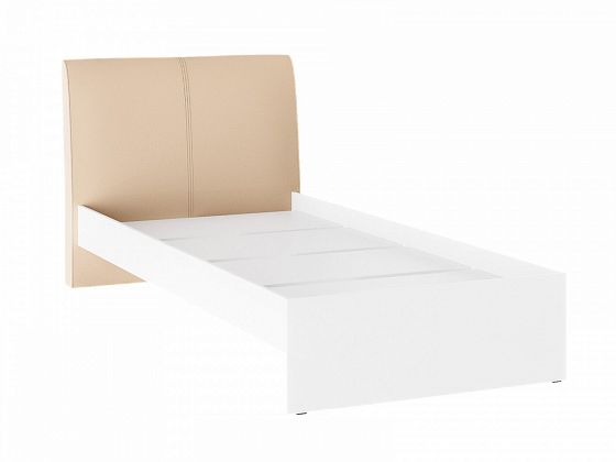 Кровать "Доминика" 900 мм - Кровать "Доминика" 900 мм, Цвет: Белый/Кожзам бежевый