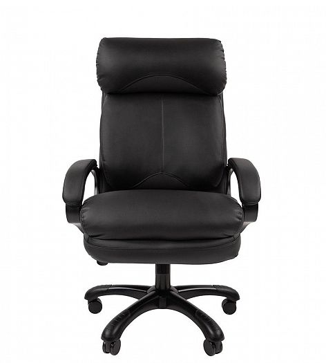 Кресло руководителя "Chairman 505" - Вид прямо, цвет: Экокожа черная