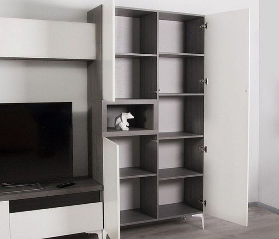 Модульная гостиная "Римини" - Шкаф, цвет: Дуб Андреа Серый/Белый