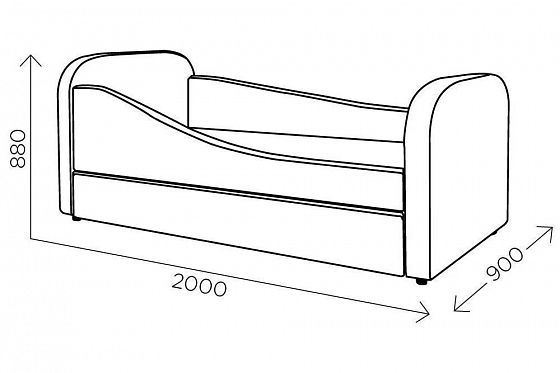 Кровать "Юлик" - Кровать "Юлик", Newton Plum (микровелюр), схема