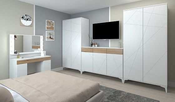Модульная спальня "Альба" - Вариант 2, цвет: Белый/Дуб Итальянский/Белый