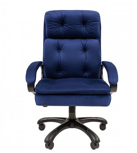 Кресло руководителя "Chairman 442" ткань - Вид прямо, цвет: Ткань велюр T-82 синий