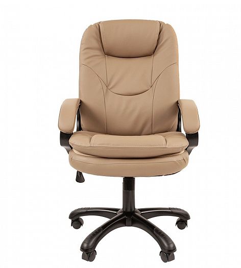 Кресло руководителя "Chairman 668" - Вид прямо, цвет: Экокожа премиум бежевая