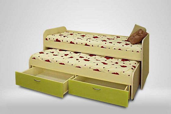 Кровать "Антошка" с 2 матрасами - Кровать "Антошка" с 2 матрасами, Цвет: Дуб молочный/Лайм