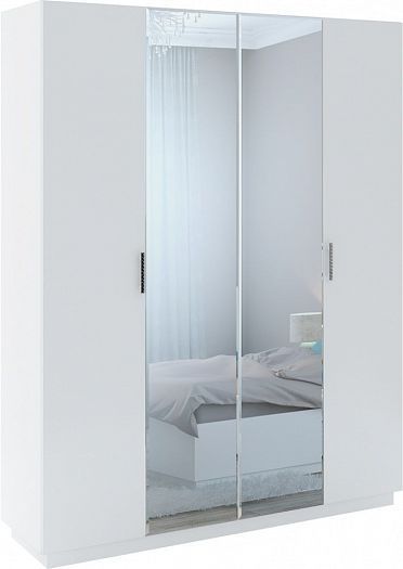 Шкаф "Тиффани" с зеркалом модуль М22 - Шкаф "Тиффани" с зеркалом модуль М22, Цвет: Белый поры дерева