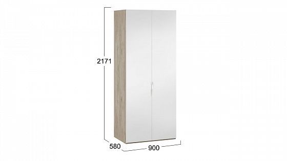 Шкаф для одежды с 2 зеркальными дверями "Эмбер" - размеры