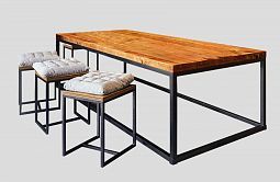 Стол обеденный с табуретами "LOFT" (стол + 4 табурета с подушками) арт.СОЛ СБ