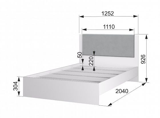 Кровать "Акцент" 1200 №1200М - размеры