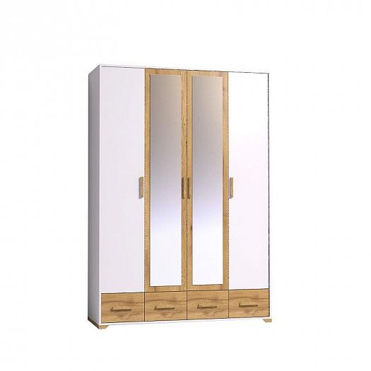 Шкаф для одежды и белья 555 "Айрис" - Дуб Золотистый/Белый