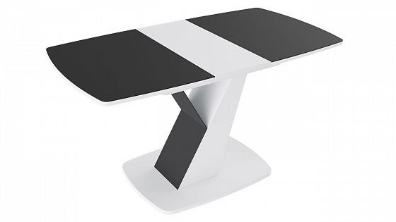 Стол обеденный "Гарда" Тип 1 - Белый/Стекло черный графит матовое