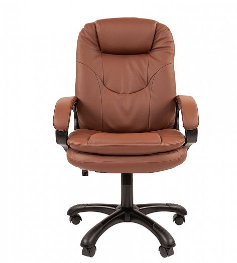Кресло руководителя "Chairman 668" - Вид прямо, цвет: Экокожа премиум коричневая