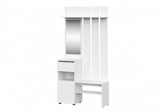 Вешалка "Токио" с зеркалом (NN-Мебель) - Белый текстурный