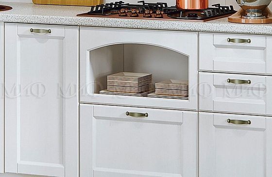 Модульная кухня "Милано" - Шкаф с декором, цвет: Белый/Белый Текстурный