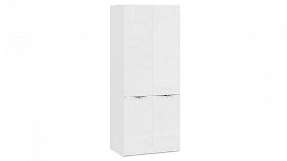 Шкаф для одежды с 2 дверями со стеклом "Глосс" - Белый глянец