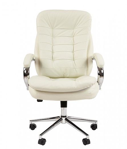 Кресло руководителя "Chairman 795" - Вид прямо, цвет: Кожа белая