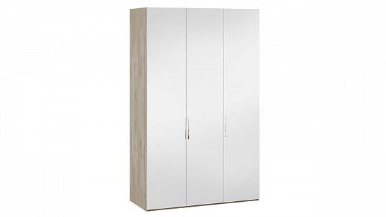 Шкаф комбинированный с 3 зеркальными дверями "Эмбер" - Баттл Рок/Серый глянец