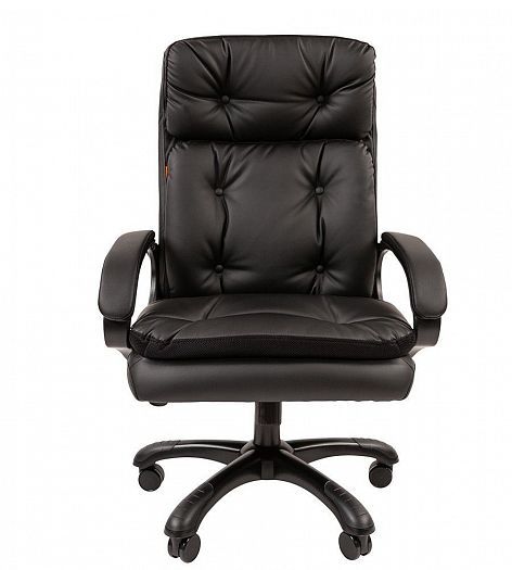 Кресло руководителя "Chairman 442" - Вид прямо, цвет: Экокожа черная