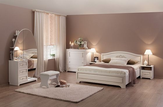 Набор мебели для спальни №1 "Белла" - Набор мебели для спальни №1 "Белла", Цвет:Белый/Джелато софт